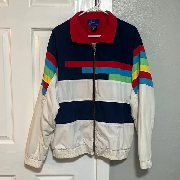Vintage 80s-90s Lavon Sportswear Unisex Windbreaker Color Blocked Jacket - Picture 1 of 16